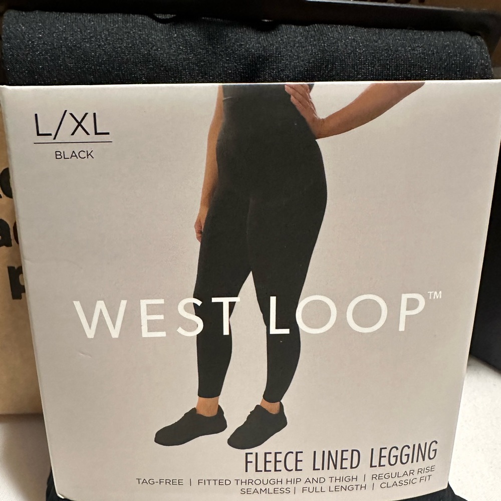 West Loop Seamless Soft Fleece Lined Leggings Black Womens Sizes: L / XL or S/M